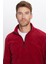 Unisex Standart Fit Anti-pilling Tüylenme Yapmayan Soğuk Geçirmez Bordo Dik Yaka Polar Sweatshirt 1