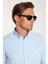 Erkek Slim Fit Dar Kesim Uzun Kollu Pamuklu Oxford Doku Kolay Ütü Mavi Düğmeli Yaka Gömlek 1