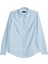 Kadın Slim Fit Dar Kesim Vucüda Oturan Uzun Kollu Gizli Düğme Detaylı Mavi Basic Gömlek 1