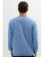 Erkek Relax Fit Rahat Kesim %100 Pamuk 2 İplik Bisiklet Yaka Mavi Sweatshirt 7