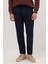 Erkek Slim Fit Dar Kesim Lastikli Bağcık Detaylı Lacivert Pantolon 1