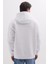 Unisex Oversize Geniş Kesim Pamuklu Yumuşak Dokulu İçi Polarlı Baskılı Beyaz Kapüşonlu Sweatshirt 7