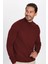 Erkek Slim Fit Dar Kesim Yarım Balıkçı Yaka Düz Bordo Triko Kazak 1