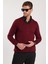 Erkek Standart Fit Normal Kesim V Yaka Pamuklu Bordo Triko Kazak 1