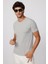 Erkek Slim Fit Dar Kesim Pamuklu Yumuşak Doku Likralı Esnek Kumaş Basic Gri Bisiklet Yaka Tişört 1