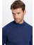 Erkek Slim Fit Dar Kesim Yarım Balıkçı Yaka Düz Lacivert Triko Kazak 1
