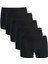 Erkek 5'li Pamuklu Likralı Esnek Kumaş Siyah Boxer 1