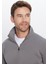 Unisex Relax Fit Rahat Kesim Pamuklu Içi Polarlı Yarım Fermuarlı Gri Dik Yaka Sweatshirt 1