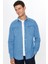 Erkek Slim Fit Dar Kesim Uzun Kollu Çift Cepli Kapaklı Parça Dikişli Mavi Denim Kot Gömlek 1