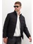 Erkek Regular Fit Normal Kesim Kaz Tüyü Çift Cepli Fermuarlı Siyah Mont 1