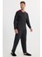Erkek Regular Fit Pamuklu Düğmeli Yaka Beli Lastikli Desenli Antrasit Pijama Takımı 1
