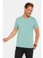 Erkek Slim Fit Dar Kesim Pamuklu Yumuşak Doku Likralı Esnek Kumaş Basic Yeşil Bisiklet Yaka Tişört 1