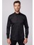 Slim Fit Uzun Kollu Pamuk Saten Erkek Siyah Gömlek 1