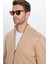 Unisex Slim Fit Dar Kesim Bej Dik Yaka Fermuarlı Düz Hırka 1