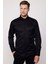Erkek Modern Slim Fit Düz Saten Pamuklu Siyah Gömlek 1