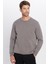 Unisex Relax Fit Rahat Kesim Pamuklu Yumuşak Dokulu İçi Polarlı Basic Gri Bisiklet Yaka Sweatshirt 1