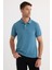 Erkek Slim Fit Dar Kesim Pamuklu Yumuşak Dokulu Serin Tutan Kumaş Düz Pike Mavi Polo Yaka Tişört 1