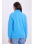 Kadın Relax Fit Rahat Kesim Pamuklu İçi Polarlı Yarım Fermuarlı Mavi Dik Yaka Sweatshirt 7