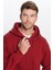 Unisex Oversize Geniş Kesim Pamuklu Yumuşak Dokulu İçi Polarlı Basic Bordo Kapüşonlu Sweatshirt 1