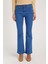 Kadın Regular Fit Klasik Kesim Pamuklu İspanyol Paça Mavi Jean Kot Pantolon 1