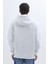 Unisex Oversize Geniş Kesim Pamuklu Yumuşak Dokulu İçi Polarlı Baskılı Beyaz Kapüşonlu Sweatshirt 7