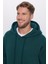 Unisex Oversize Geniş Kesim Pamuklu Yumuşak Dokulu Içi Polarlı Basic Yeşil Kapüşonlu Sweatshirt 1