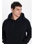 Unisex Oversize Geniş Kesim Pamuklu Yumuşak Dokulu Içi Polarlı Basic Siyah Kapüşonlu Sweatshirt 1