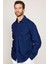 Relax Fit Uzun Kollu Rahat Kesim Çift Cep Denim Kot Lacivert Gömlek 1