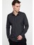 Slim Fit Uzun Kollu Pamuklu Kolay Ütü Çizgili Erkek Siyah Lacivert Gömlek 1