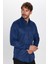 Slim Fit Uzun Kollu Kolay Ütü Teri Emen Nefes Alan Doku Kravatlık Dört Mevsim Lacivert Erkek Gömlek 1