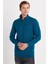 Erkek Slim Fit Dar Kesim Pamuklu Yarım Fermuarlı Dik Yaka Petrol Sweatshirt 1