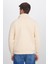 Unisex Relax Fit Rahat Kesim Pamuklu İçi Polarlı Yarım Fermuarlı Ekru Dik Yaka Sweatshirt 8