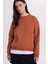 Kadın Oversize Geniş Kesim Pamuklu Bisiklet Yaka Kiremit Sweatshirt 1