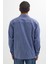 Relax Fit Uzun Kollu Denim Kot Parça Boyalı Çift Cep Fermuarlı Mavi Gömlek 7