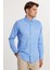 Slim Fit Uzun Kollu Kolay Ütü Teri Emen Nefes Alan Doku Kravatlık Dört Mevsim Mavi Erkek Gömlek 1