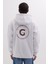 Unisex Oversize Geniş Kesim Pamuklu Yumuşak Dokulu İçi Polarlı Baskılı Beyaz Kapüşonlu Sweatshirt 7