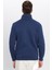 Unisex Relax Fit Rahat Kesim Pamuklu Içi Polarlı Yarım Fermuarlı Lacivert Dik Yaka Sweatshirt 7