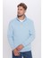 Unisex Relax Fit Rahat Kesim Pamuklu İçi Polarlı Yarım Fermuarlı Mavi Dik Yaka Sweatshirt 1