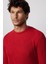 Erkek Bisiklet Yaka Desenli Yumuşak Dokulu Kırmızı Triko Kazak 1