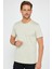 Unisex Slim Fit Dar Kesim %100 Pamuk Yumuşak Dokulu Taş Renk Bisiklet Yaka Tişört 1