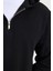 Unisex Relax Fit Rahat Kesim Pamuklu İçi Polarlı Yarım Fermuarlı Siyah Kapüşonlu Sweatshirt 7