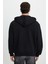 Unisex Relax Fit Rahat Kesim Pamuklu İçi Polarlı Yarım Fermuarlı Siyah Kapüşonlu Sweatshirt 8