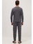 Erkek Regular Fit Pamuklu Düğmeli Yaka Beli Lastikli Desenli Gri Pijama Takımı 7