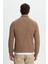 Erkek Slim Fit Dar Kesim Fermuarlı Koyu Vizon Dik Yaka Triko Kazak 7