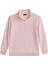 Kadın Relax Fit Rahat Kesim Pamuklu İçi Polarlı Yarım Fermuarlı Pembe Dik Yaka Sweatshirt 1