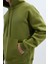 Unisex Oversize Geniş Kesim Pamuklu Yumuşak Dokulu İçi Polarlı Basic Yeşil Renk Kapüşonlu Sweatshirt 3
