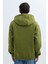 Unisex Oversize Geniş Kesim Pamuklu Yumuşak Dokulu İçi Polarlı Basic Yeşil Renk Kapüşonlu Sweatshirt 7