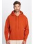 Unisex Oversize Geniş Kesim Pamuklu Yumuşak Dokulu Basic Kiremit Renk Kapüşonlu Sweatshirt 1