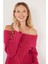 Kadın Regular Fit Klasik Kesim Uzun Kollu Omzu Açık Fuşya Kazak 1