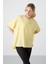 Sarı Penye Modal Yumuşak Tuşeli Oversize Fit Basic Kadın T-Shirt- 97285 6